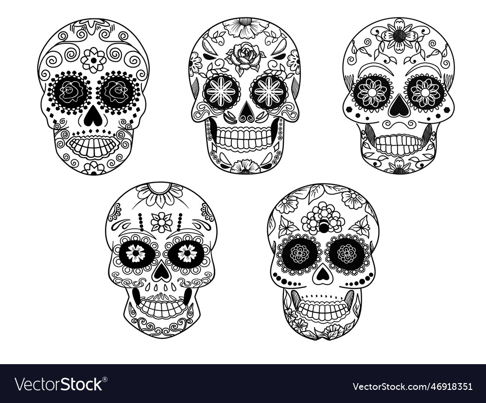 Set of skulls Royalty Free Vector Image - VectorStock