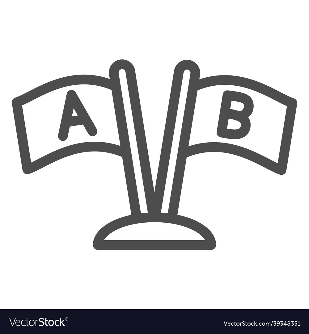 Two flags with letters a and b line icon vector image Two flags with letters a and b line icon