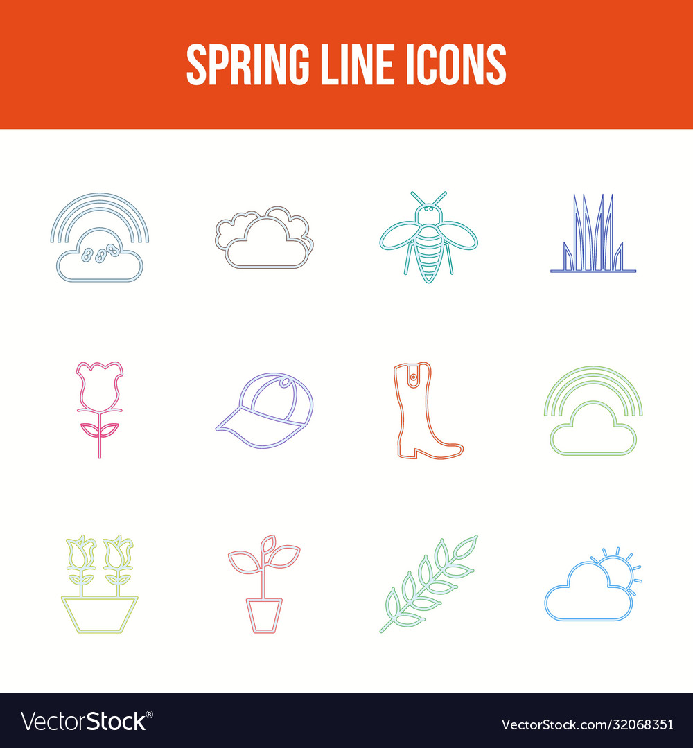 Unique spring line icon set Royalty Free Vector Image