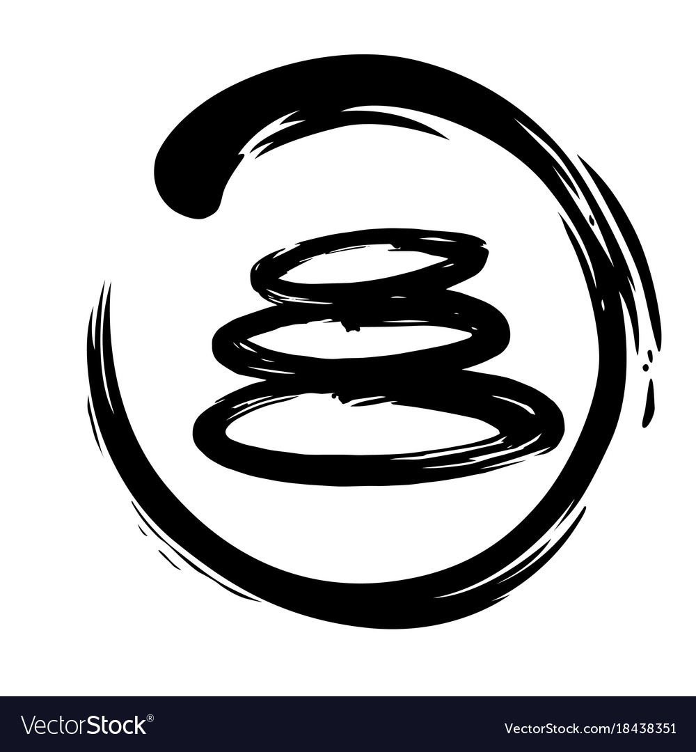 Zen Stones Circle Ink Brush Royalty Free Vector Image