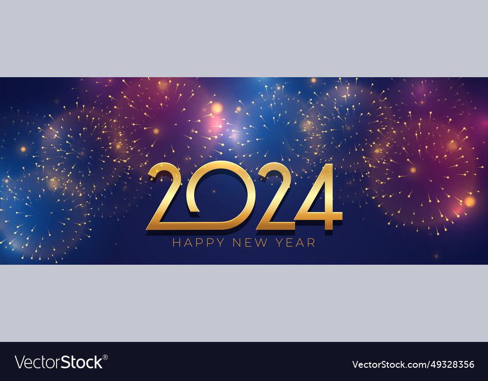 2024 new year wishes banner with firework Vector Image