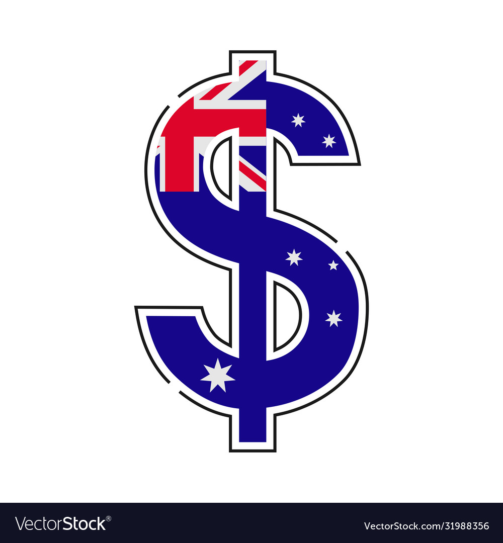 kulhydrat matematiker last Australian dollar symbol with a flag icon Vector Image