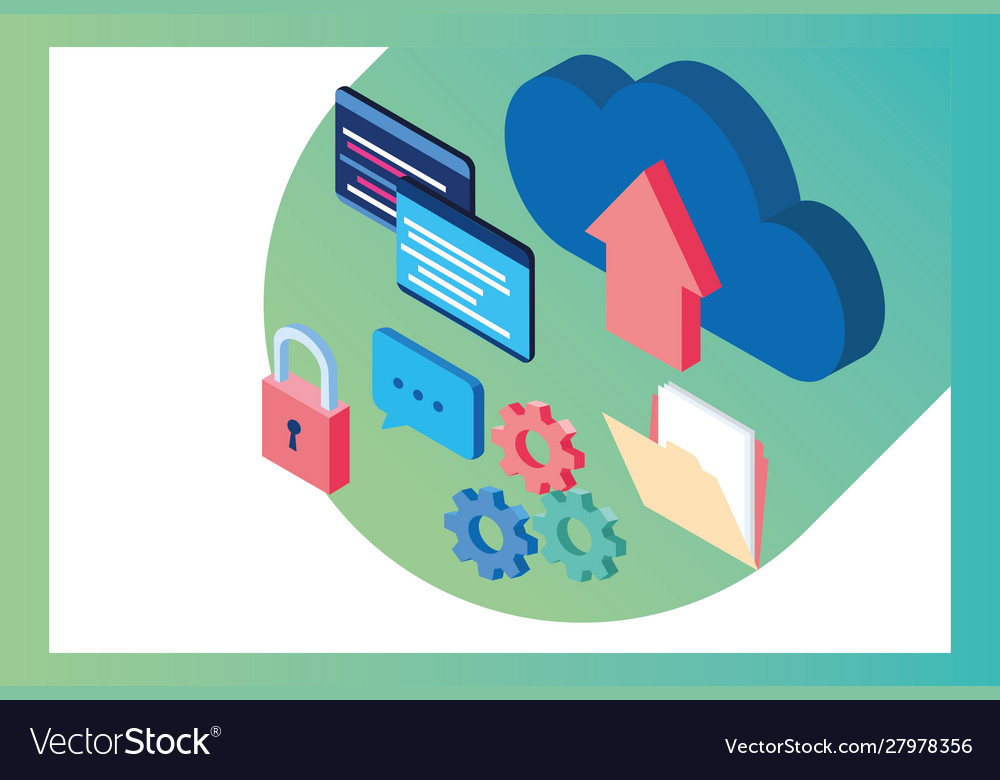 Big data technology with cloud computing vector image Big data technology with cloud computing