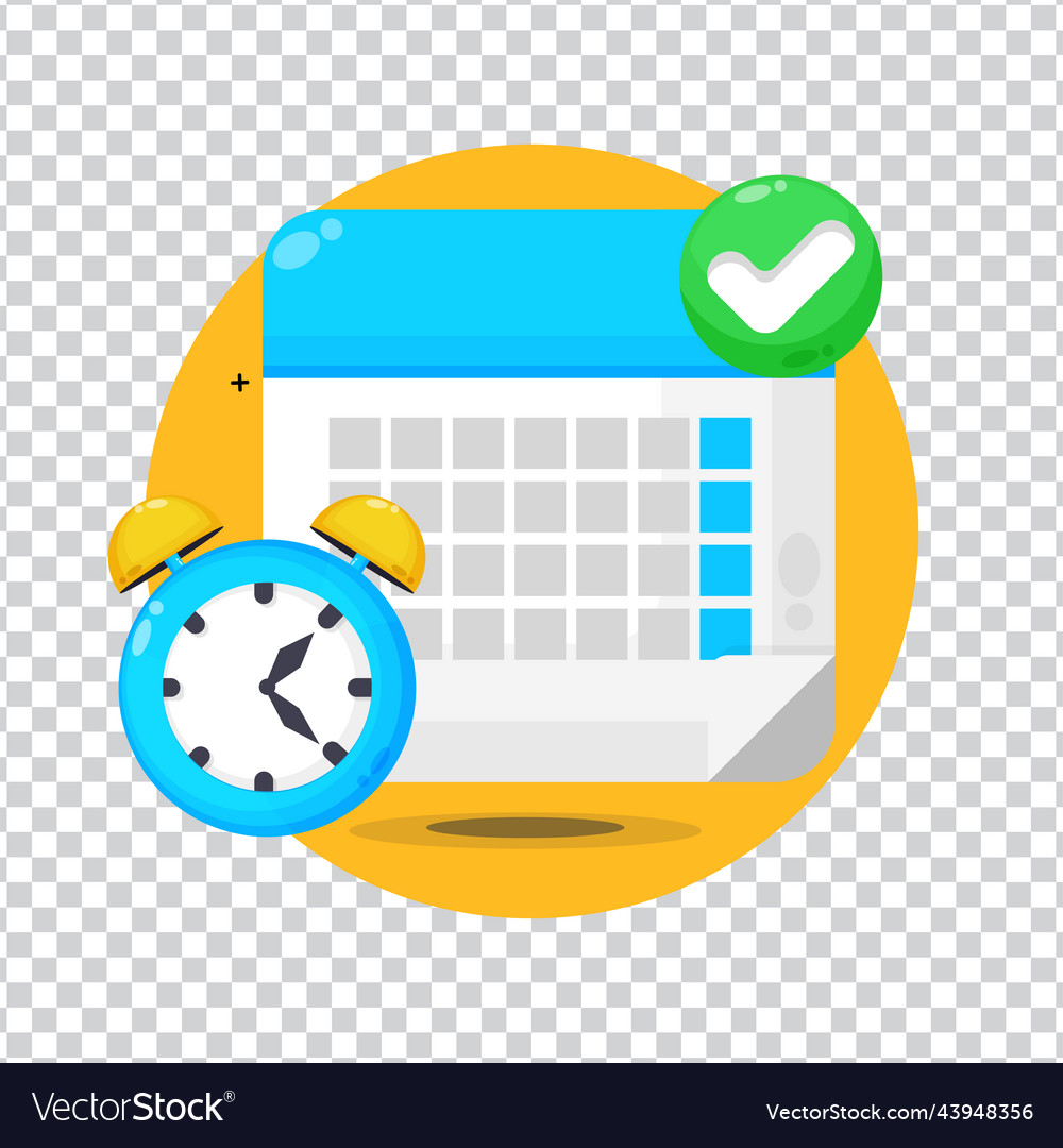 Calendar deadline with check and clock on blank vector image Calendar deadline with check and clock on blank