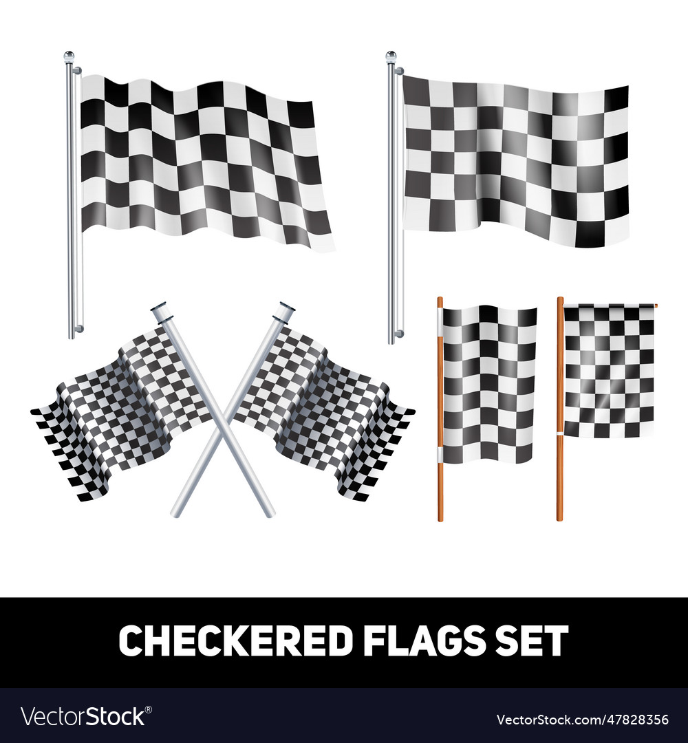 Checkered flags decorative icon set checkered Vector Image