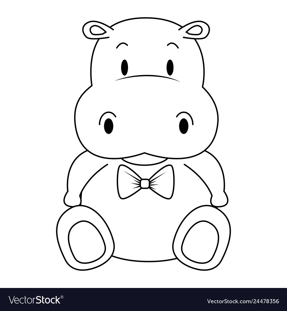 Cute and adorable hippo character vector image Cute and adorable hippo character