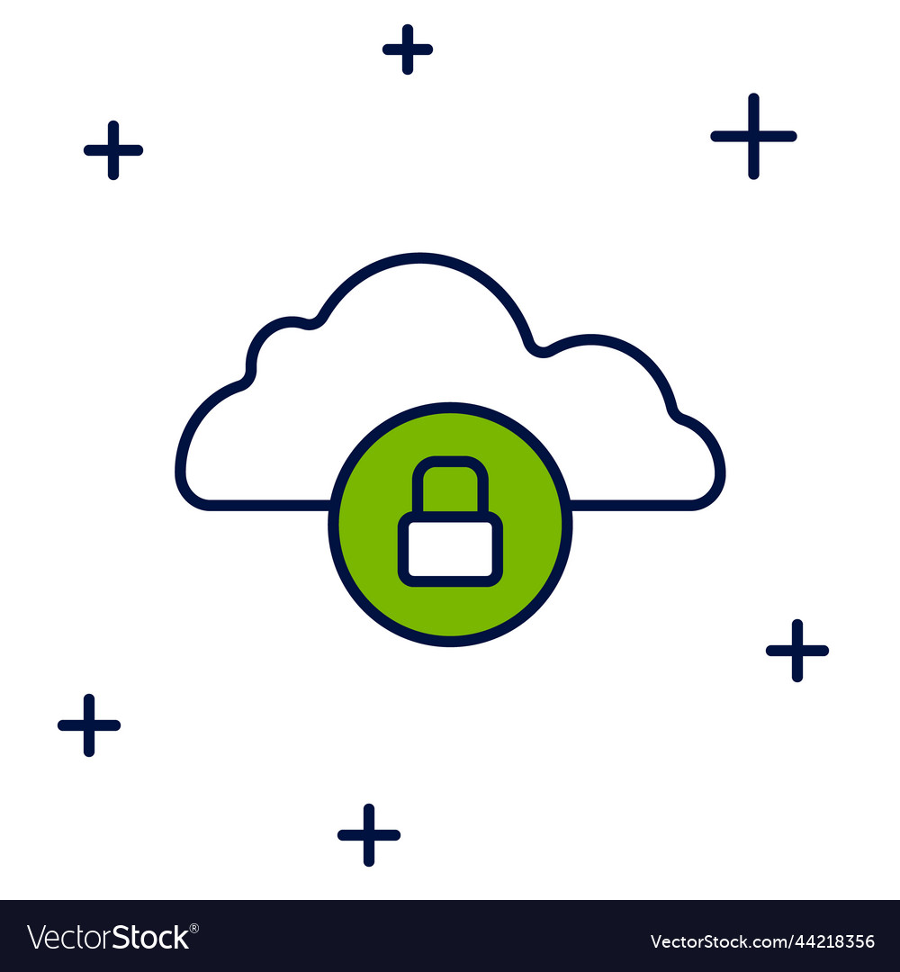Filled outline cloud computing lock icon isolated vector image Filled outline cloud computing lock icon isolated