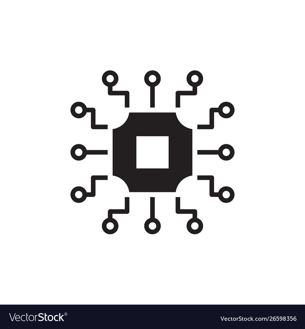 Flat glyph ic Prozessor Mikrochip Computer cpu Vector Image Flat glyph ic Prozessor Mikrochip Computer cpu