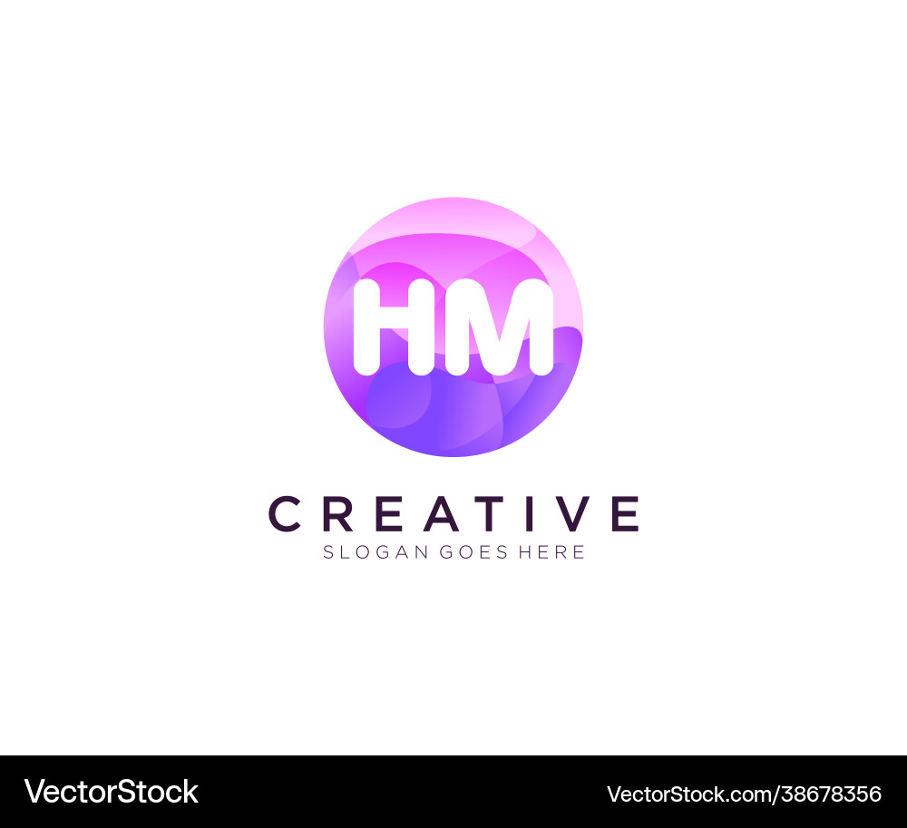 Hm initial logo with colorful circle template Vector Image