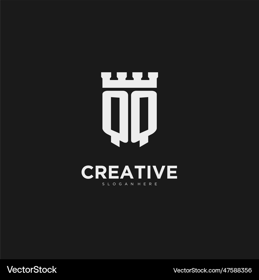 Initials qq logo monogram with shield Royalty Free Vector