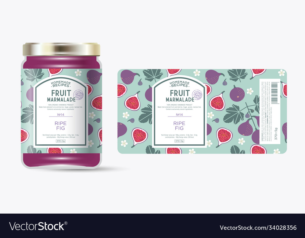 Label packaging jar marmalade pattern fig fruit