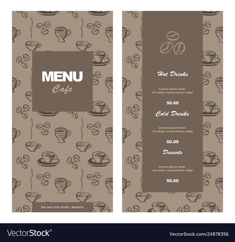 Menu template for cafe coffee house bar hand-drawn