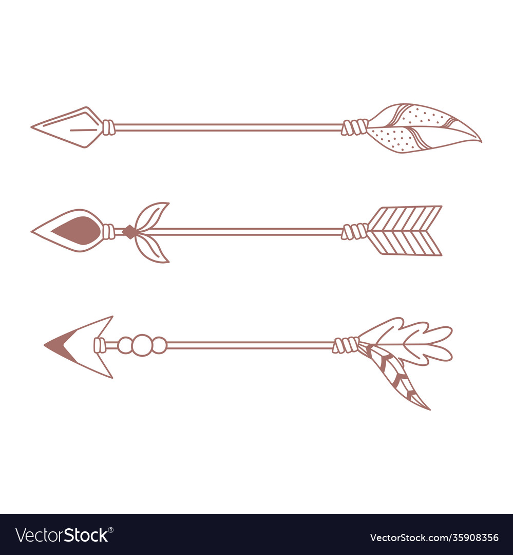 Native arrows boho and tribal hand drawn style Vector Image