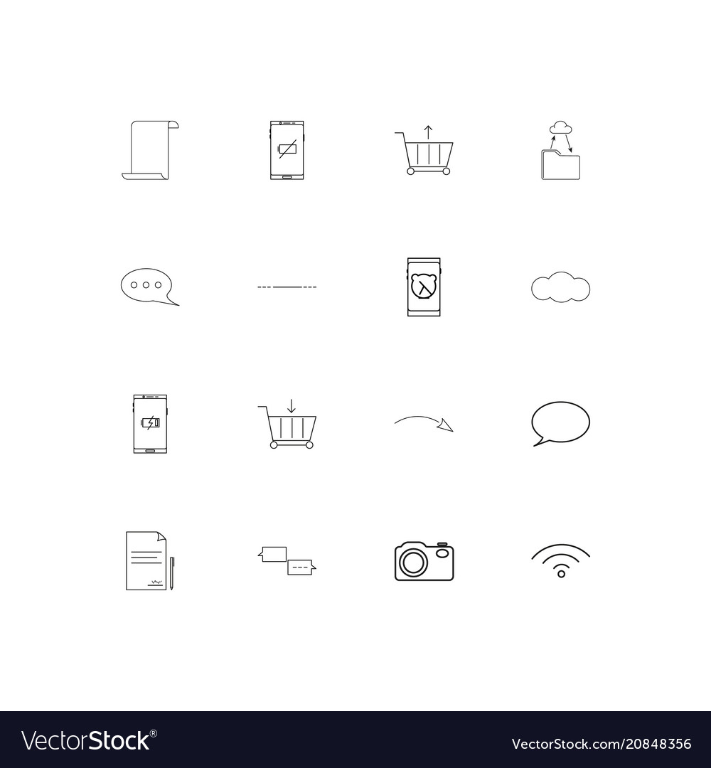 Network and database linear thin icons set