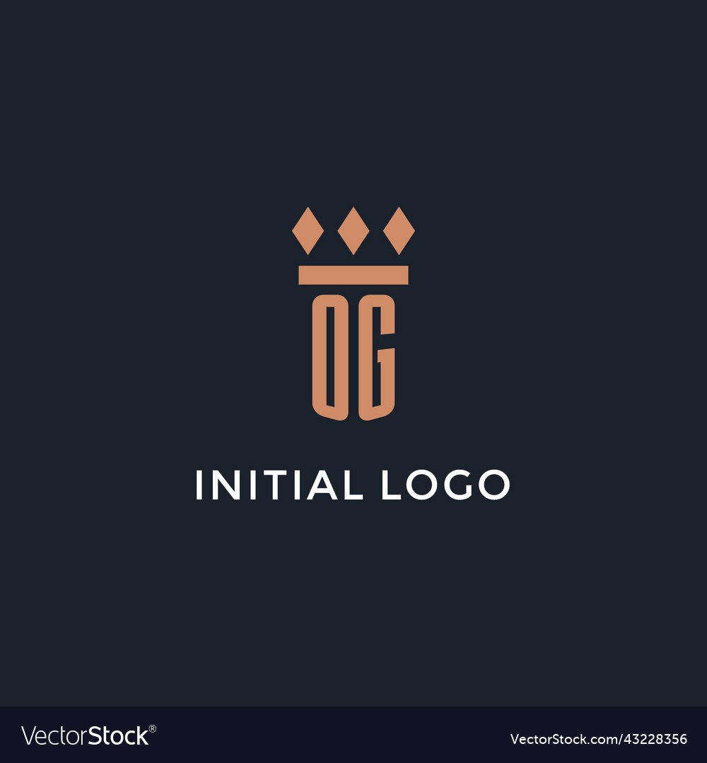 Og logo initial with pillar icon design luxury Vector Image