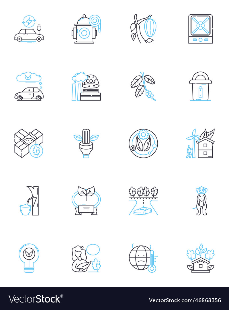 Protect the planet linear icons set vector image Protect the planet linear icons set