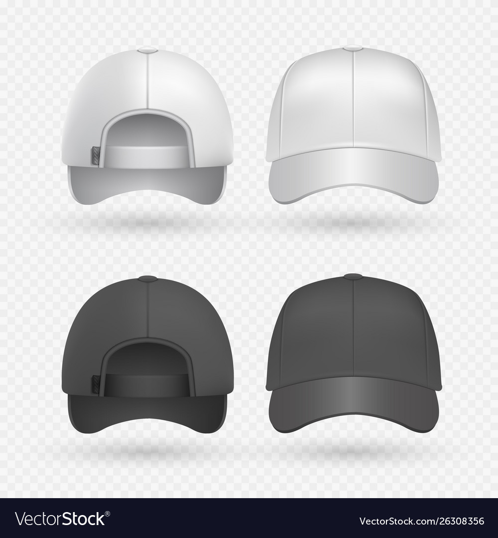 Realistic black and white sport caps isolated on Vector Image