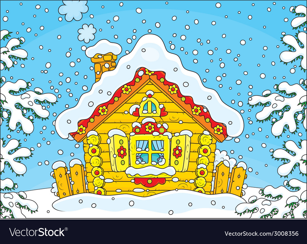 Small Log Hut In Snow Royalty Free Vector Image
