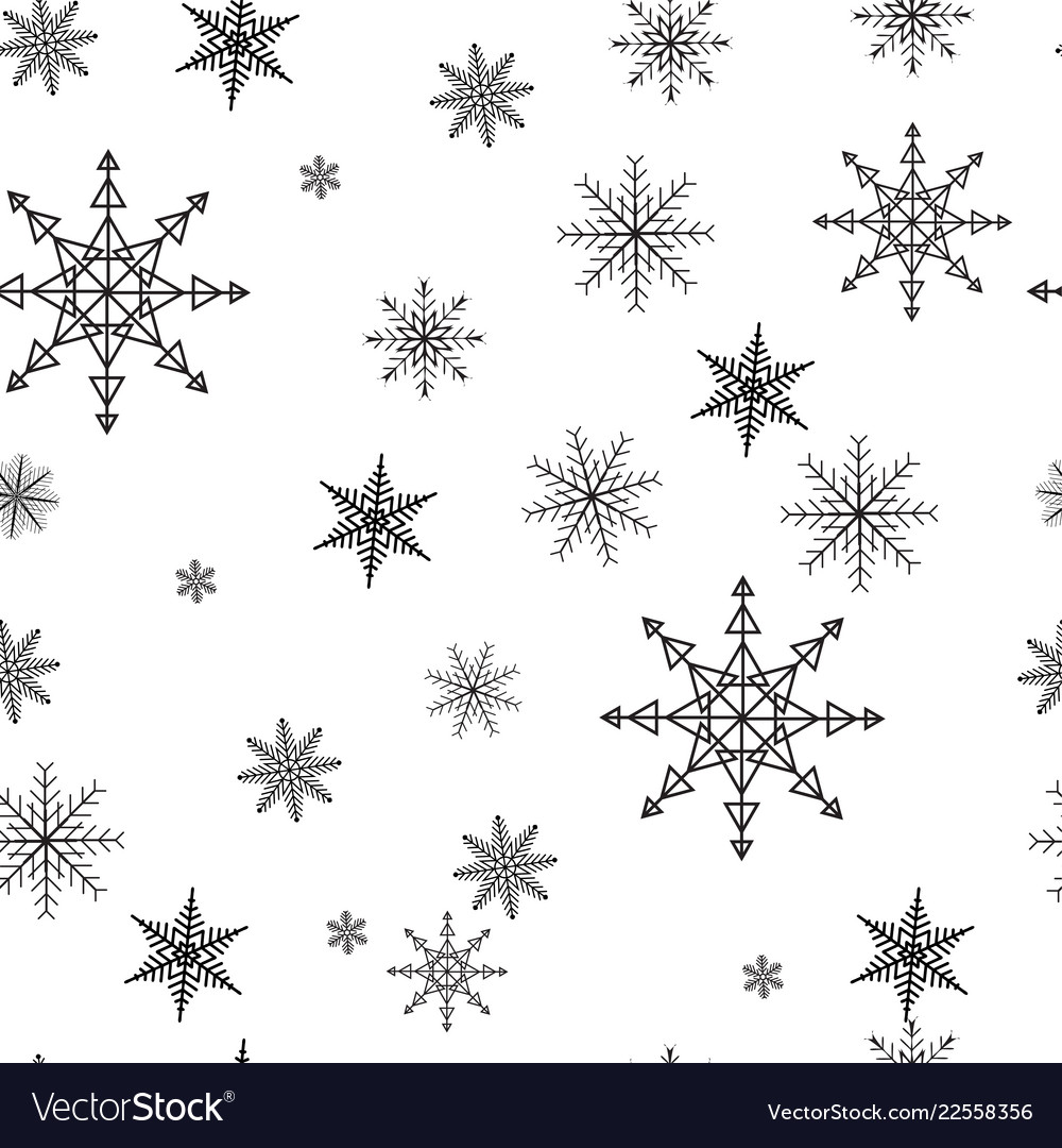 Snowflake simple seamless pattern black snow vector image Snowflake simple seamless pattern black snow