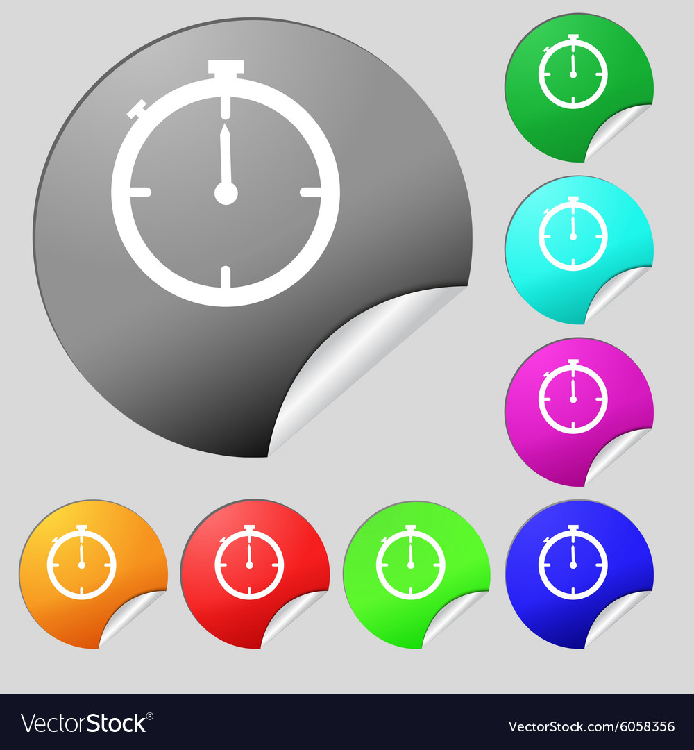 Timer sign icon stopwatch symbol set of eight