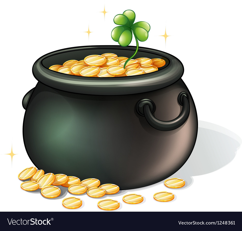 A black pot with coins Royalty Free Vector Image