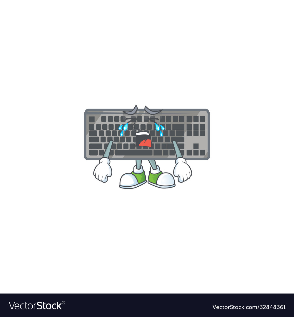 A crying black keyboard mascot design style Vector Image