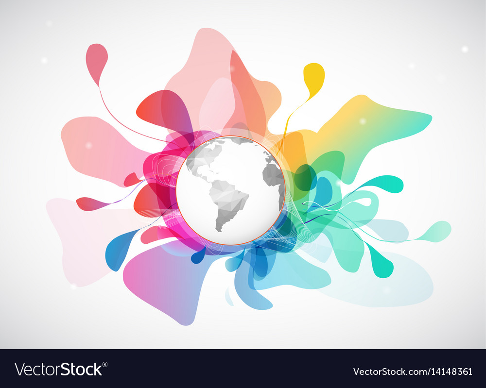 Abstract colored background with polygonal globe