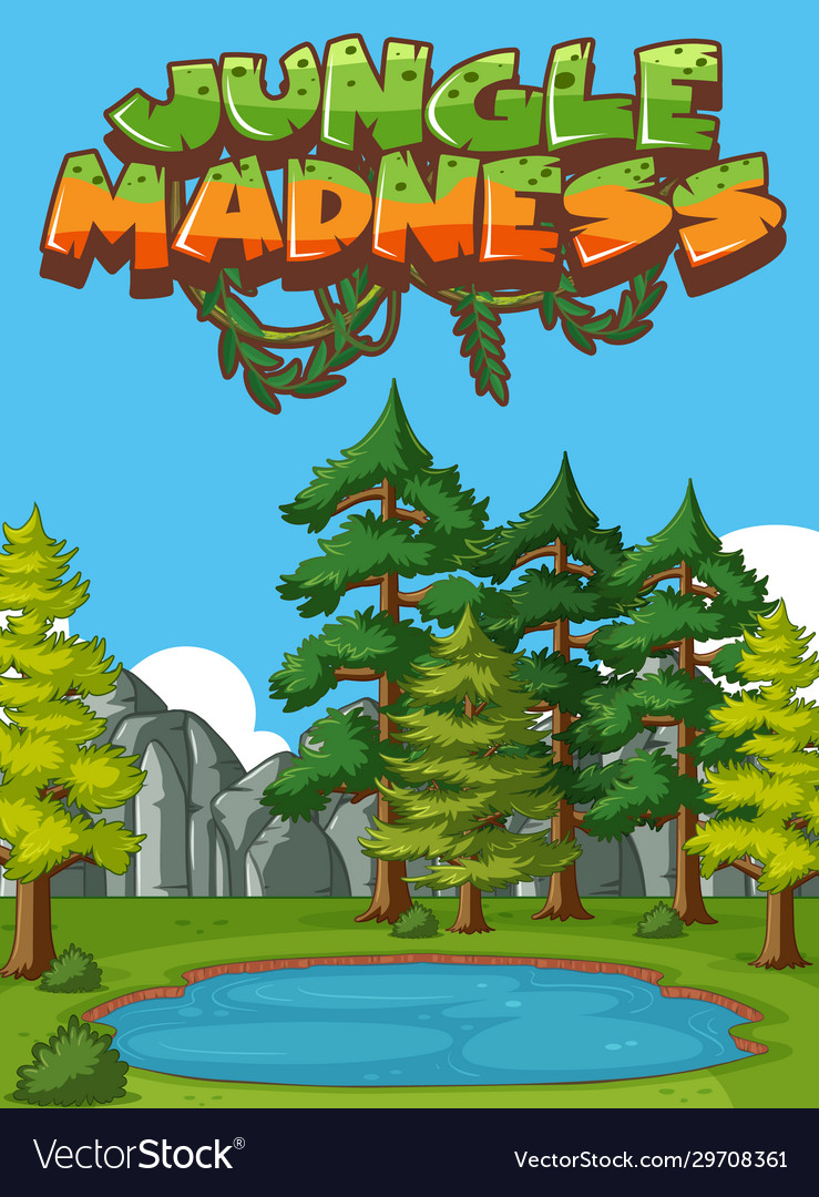 Background scene with big pond and many trees vector image Background scene with big pond and many trees