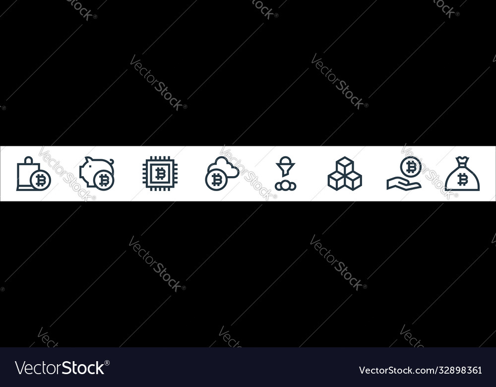 Cryptocurrency line icons linear set quality