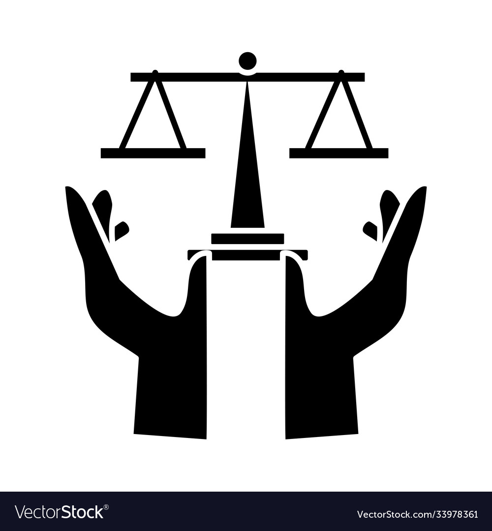 Hands protecting scale balance silhouette style Vector Image