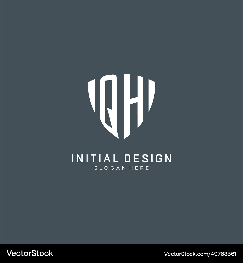 Initials qh logo shield guard shape creative logo Vector Image