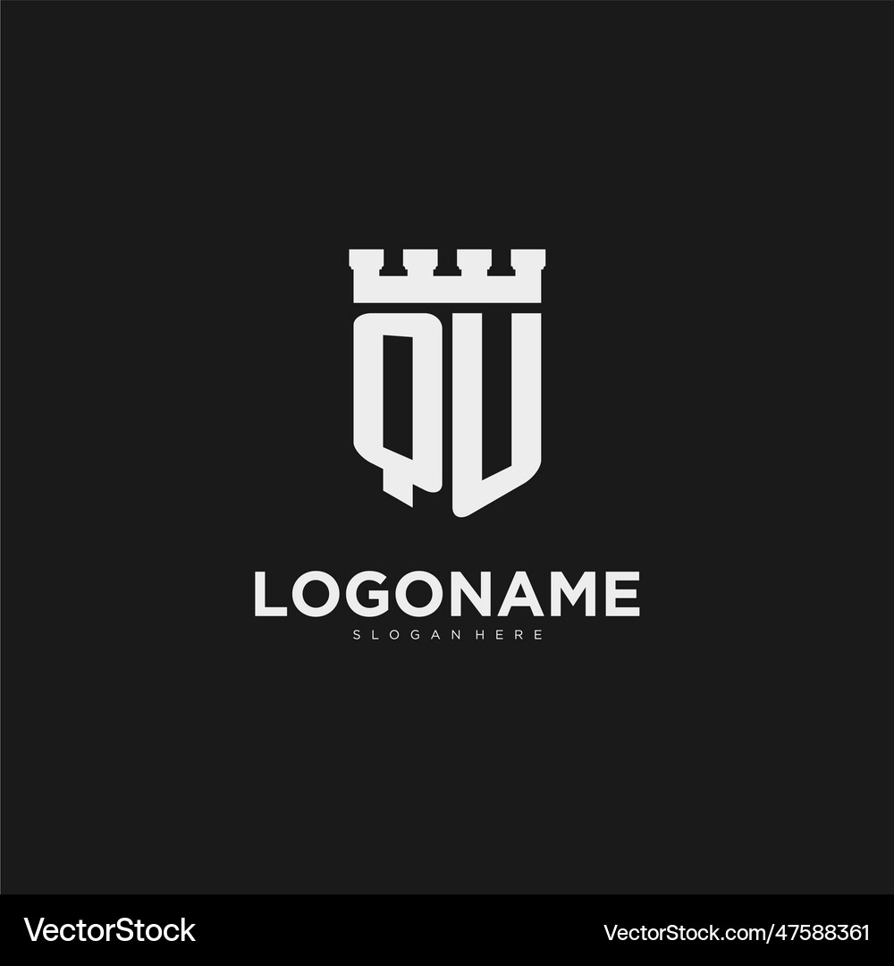 Initials qu logo monogram with shield Royalty Free Vector