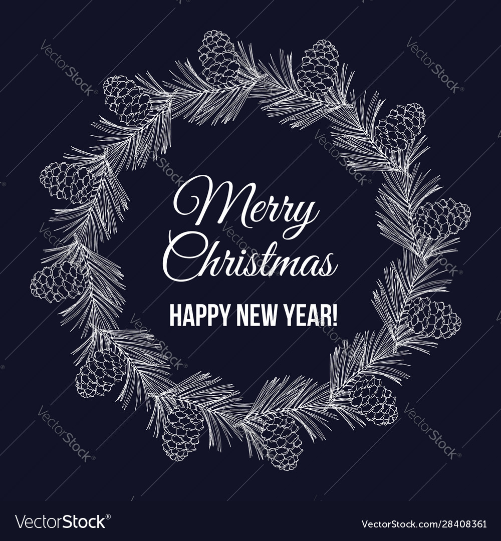 Merry christmas and happy new year greeting card