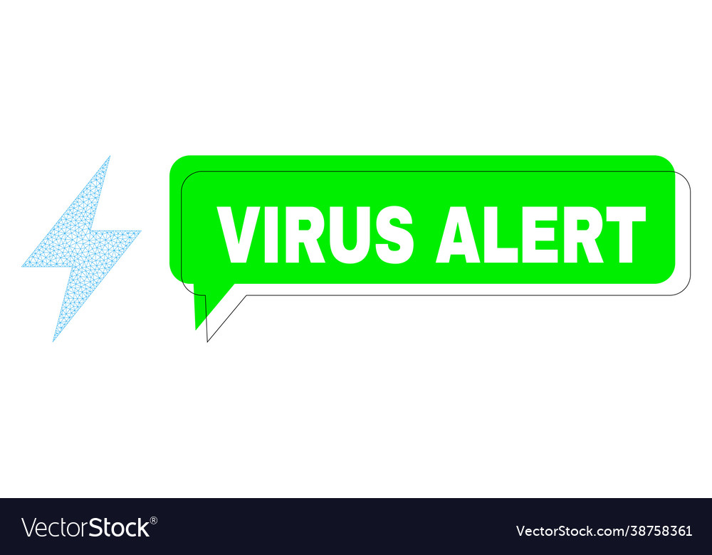 Misplaced virus alert green message cloud and mesh