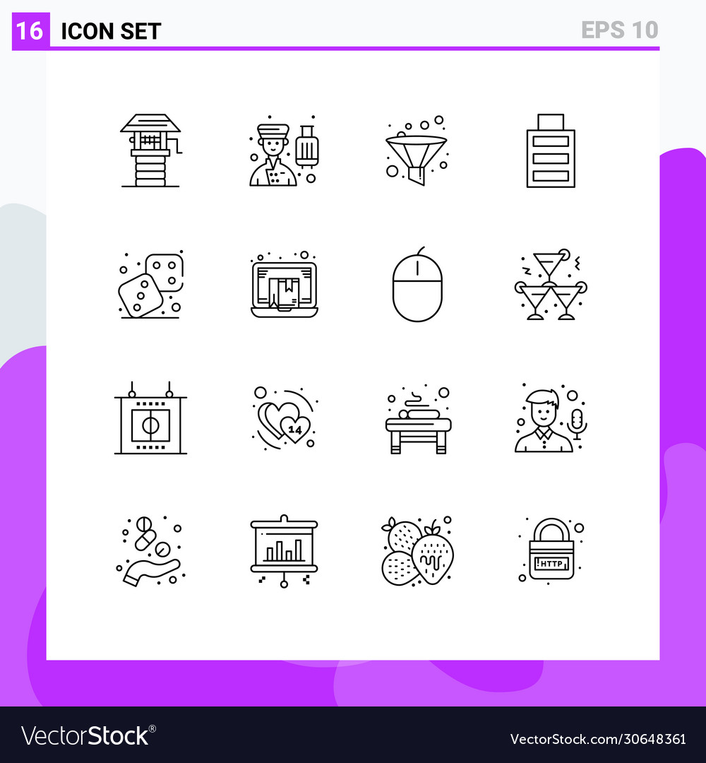 Mobile interface outline set 16 pictograms