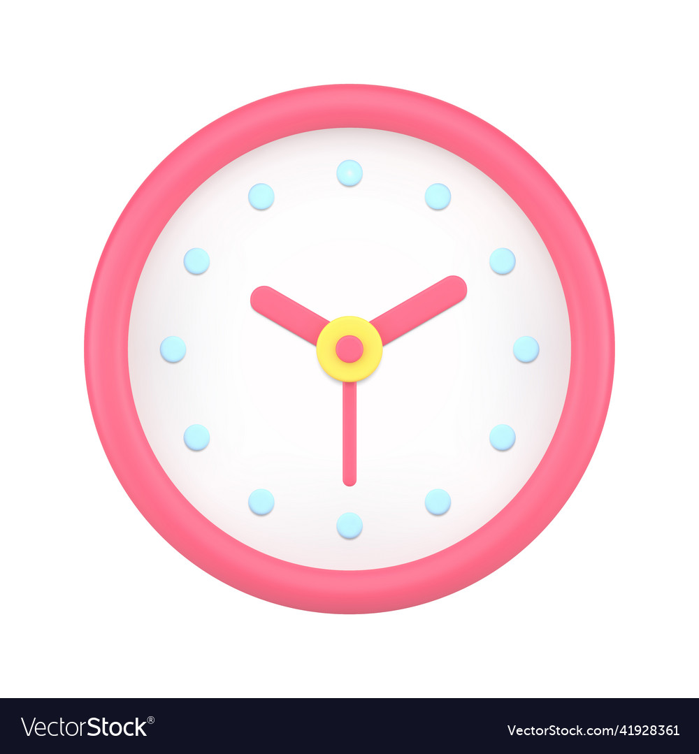 Pink Circle Clock 3d Icon Royalty Free Vector Image