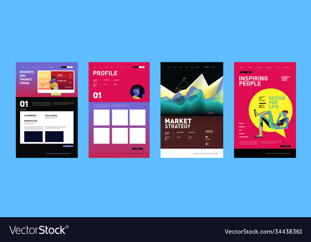 Presentation and website interface layout design Vector Image Presentation and website interface layout design