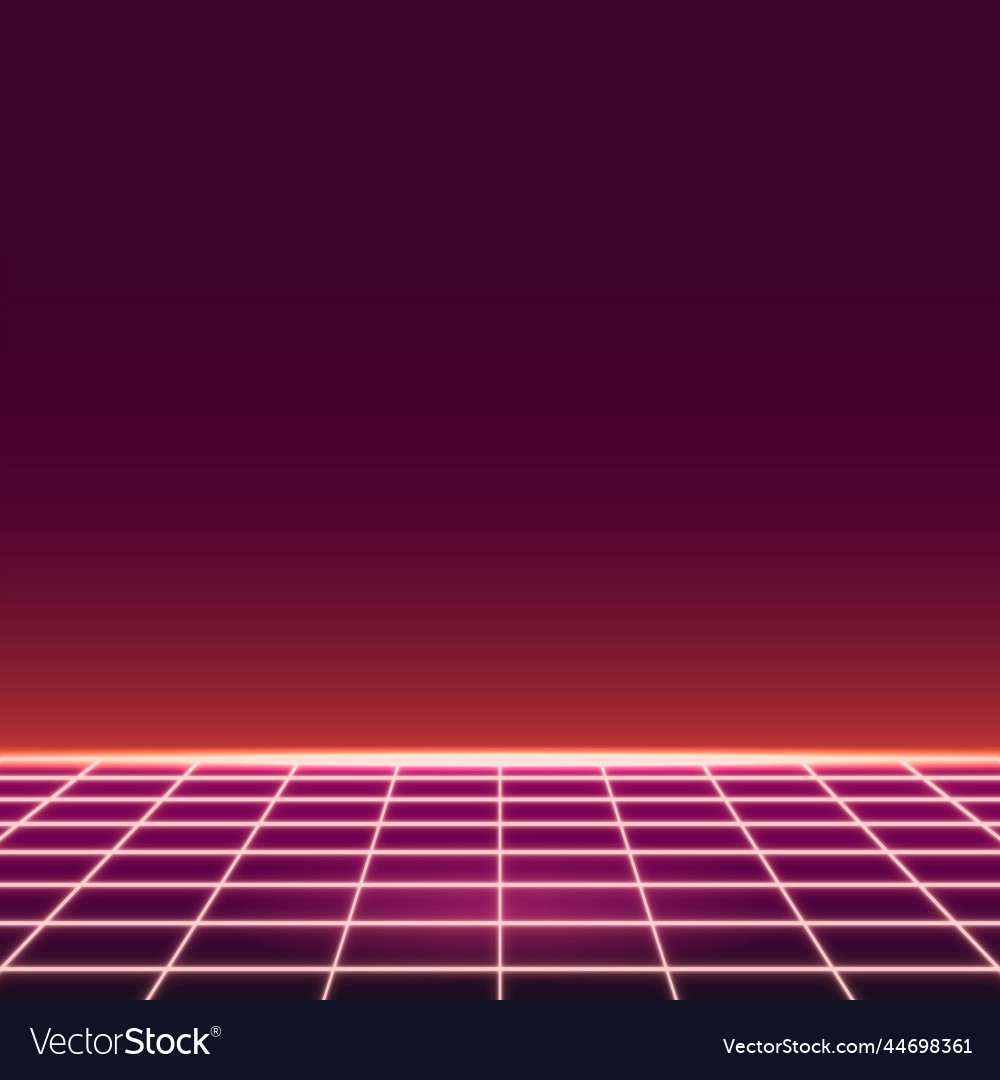 Red grid neon patterned background