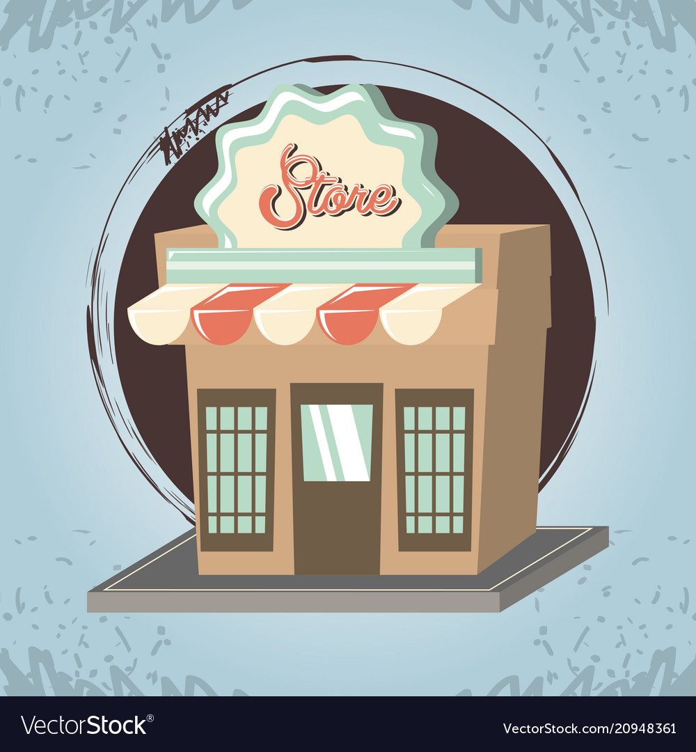 Retro store building front