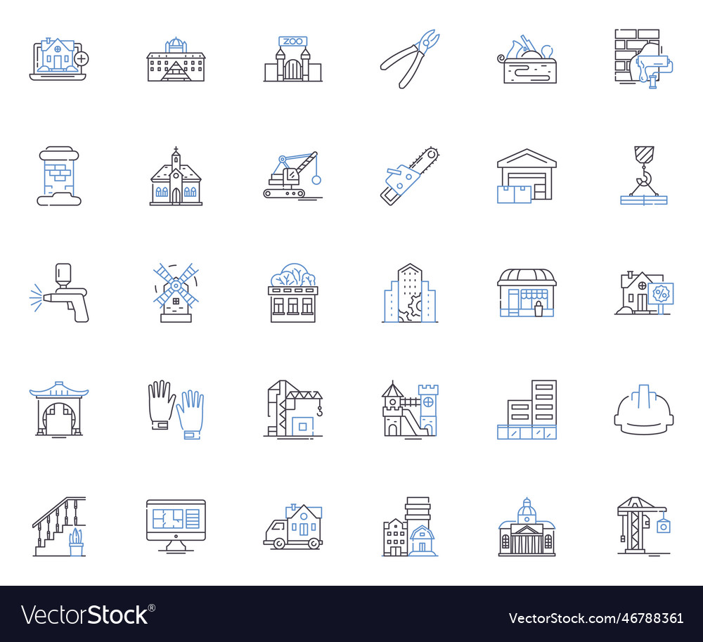 Scaffolding line icons collection platform vector image Scaffolding line icons collection platform