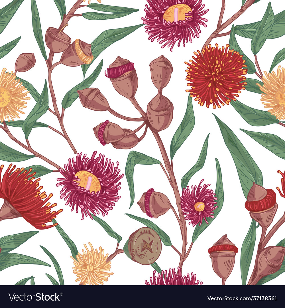 Seamless botanical pattern with blooming Vector Image