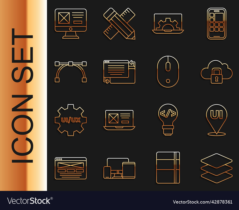 Set line layers ui or ux design cloud computing vector image Set line layers ui or ux design cloud computing