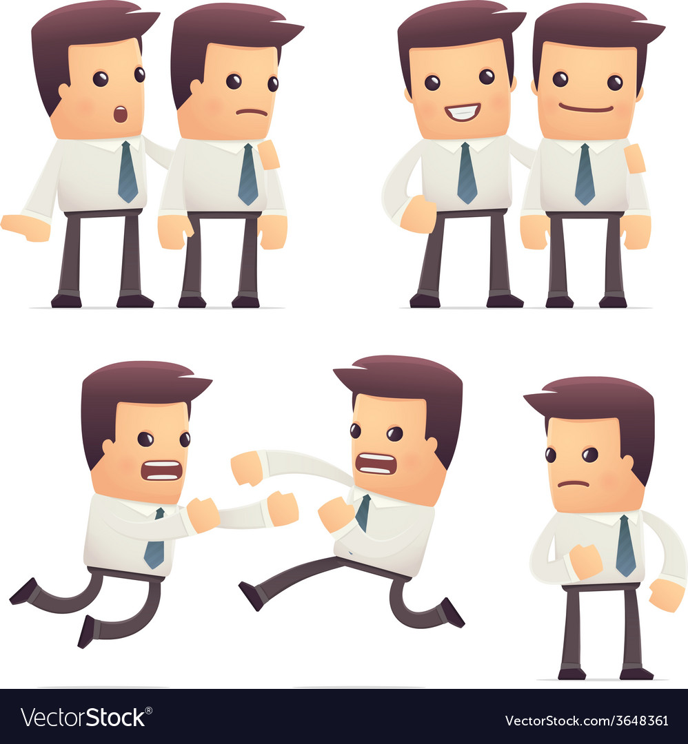 Set of manager character in different poses