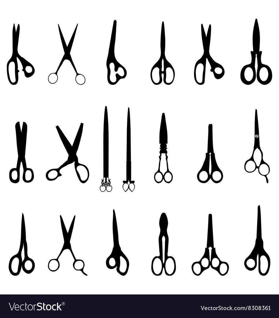 Silhouettes of scissors Royalty Free Vector Image