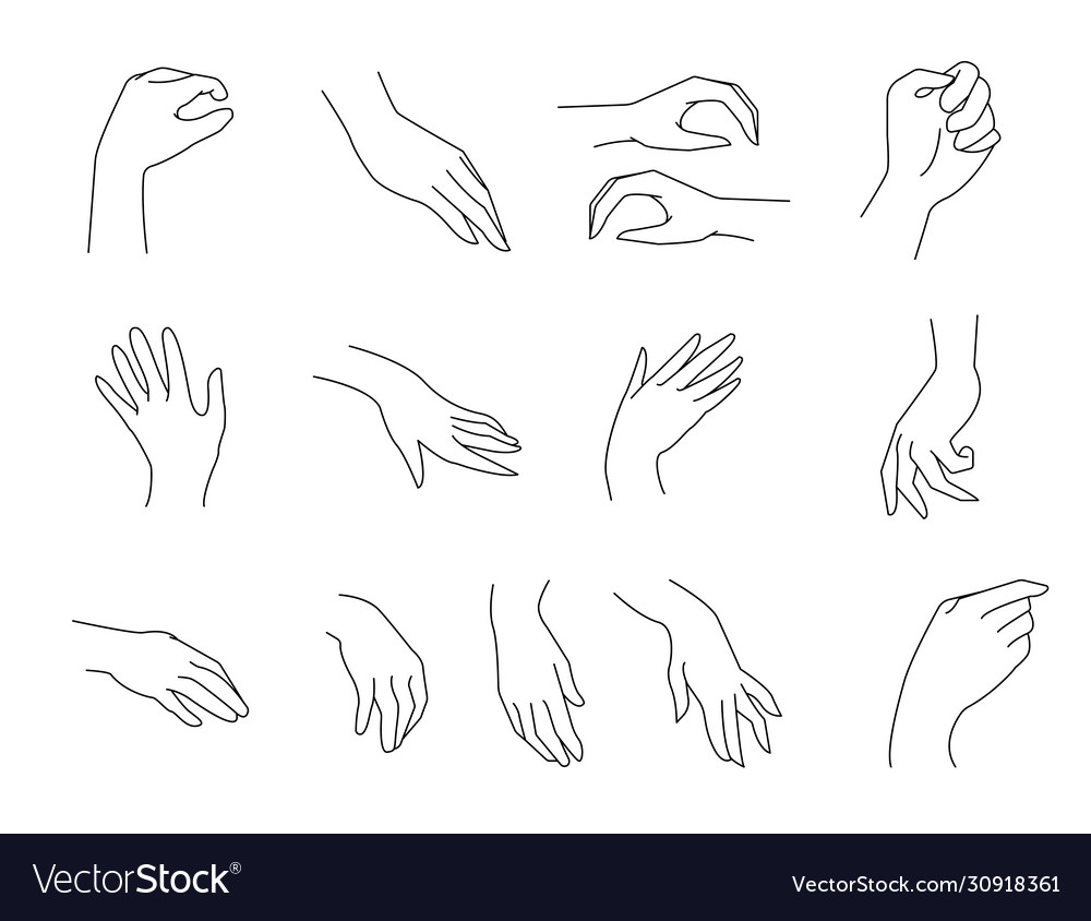 Simple Outline Hands Palms In Different Royalty Free Vector