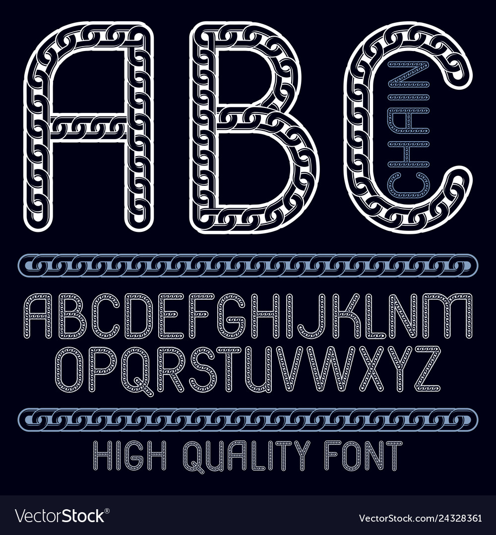 Type font script from a to z capital decorative vector image Type font script from a to z capital decorative