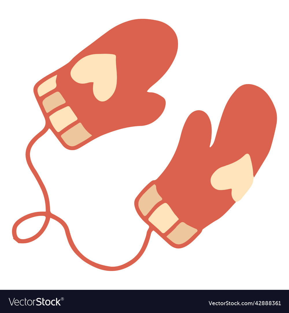 Winter red mittens flat high quality Royalty Free Vector