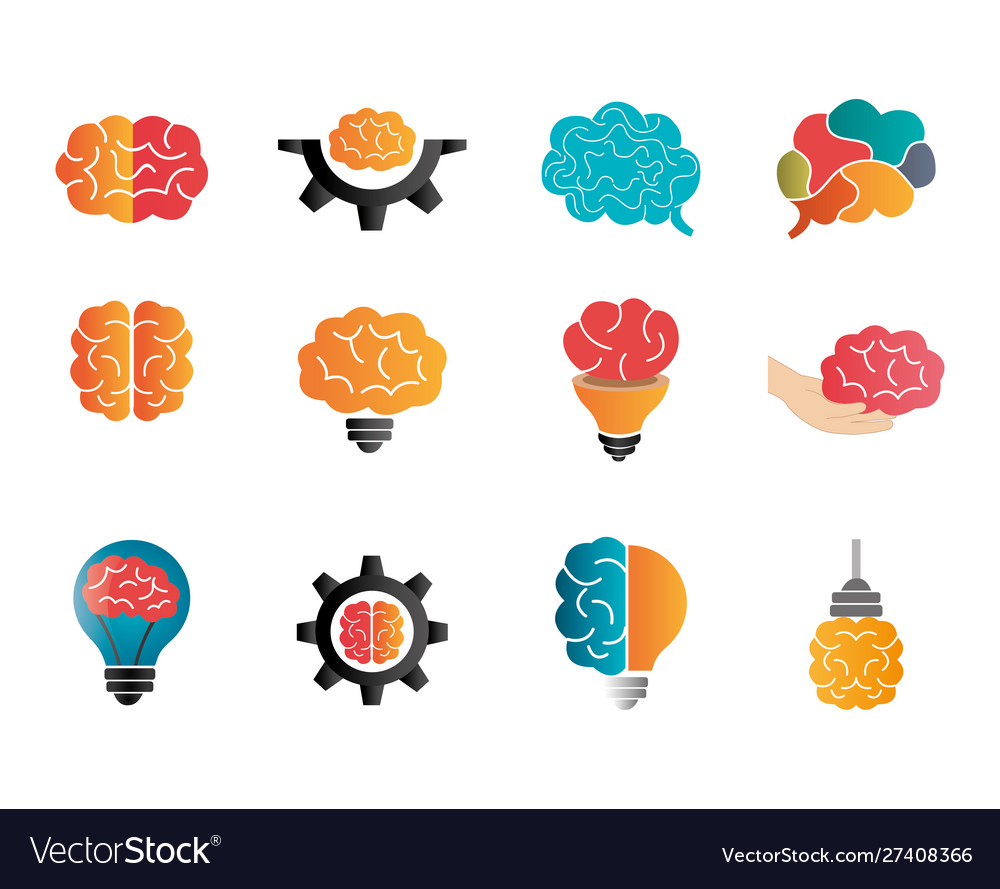 Bundle brainstorming with set icons vector image Bundle brainstorming with set icons