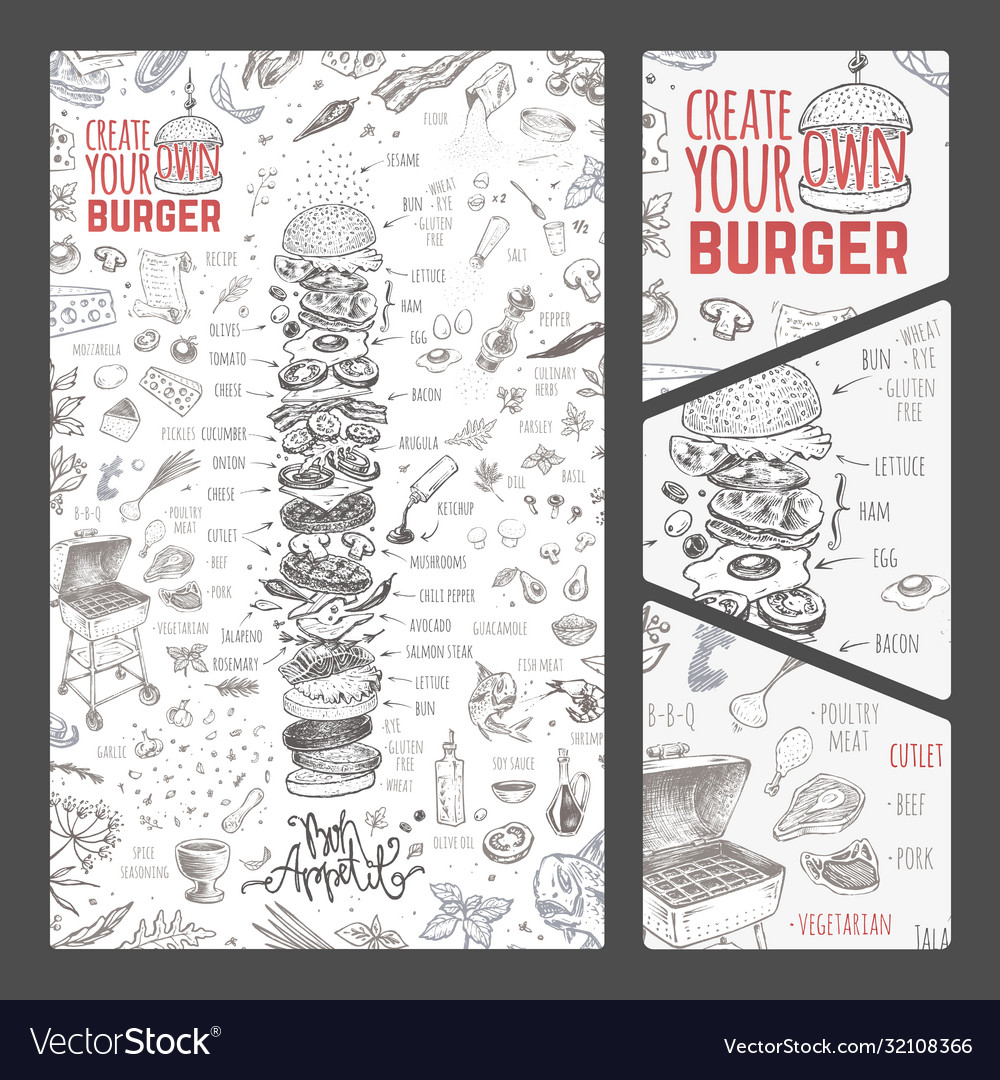 Burger menu cover for restaurant vintage design