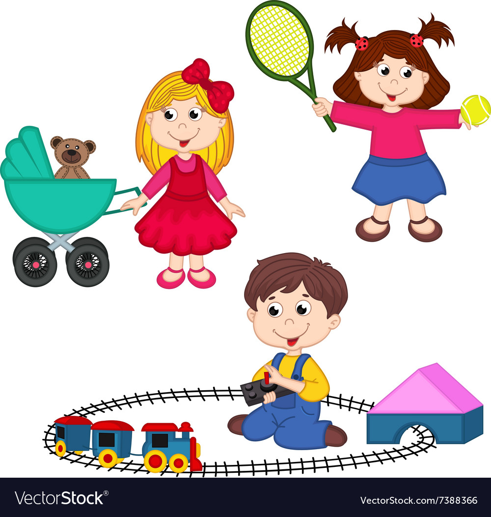 A boy playing toys Royalty Free Vector Image - VectorStock